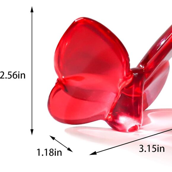 Red Lucky Butterfly Crystal Figurine Collection Cut Glass Collectible OS New - Picture 3 of 5